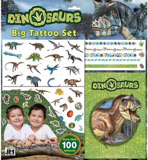 Stort sæt med dinosaur-tatoveringer