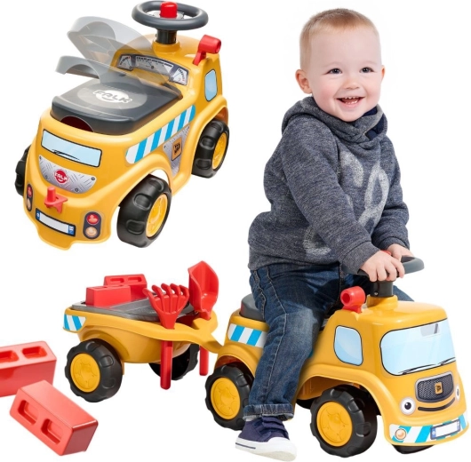 Skubbekøretøj bygge-lastbil JCB med trailer og tilbehør FALK