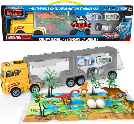 Woopie dinosaur-transportkasse 2i1 med sæt og spillemåtte