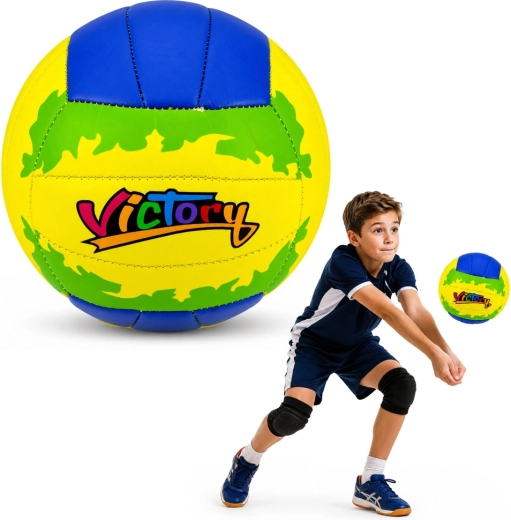 Træningsvolleyball Victory gul-blå størrelse 5 (22 cm)