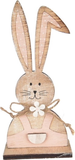 Hare – trædekoration i rosa-brun