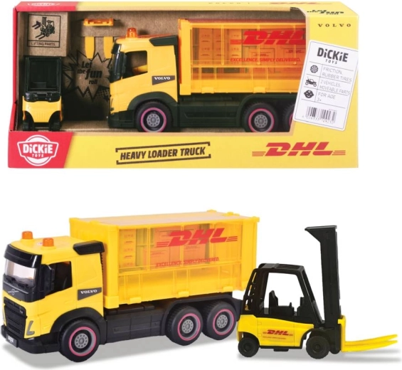 Volvo FM DHL-lastbil med gaffeltruck