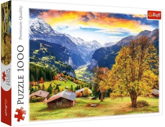 Puslespil 1000 brikker – malerisk alpelandsby Trefl