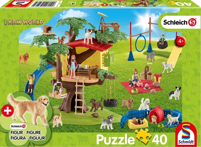 Puslespil SCHMIDT SCHLEICH glade hunde, 40 brikker + figur