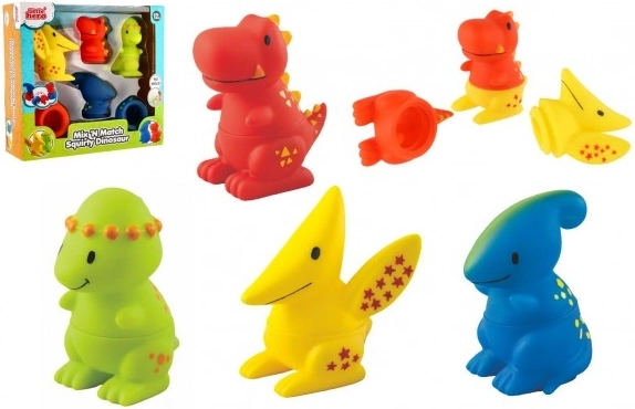 Sæt med sprøjtende badedinosaurer med udskiftelige dele LITTLE HERO MIX 'N MATCH