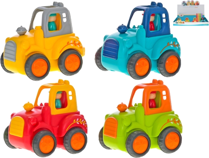 Friktionsdrevet traktor 10 cm med figur af traktorfører