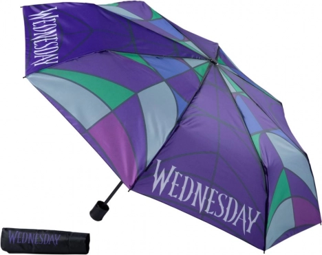 Sammenklappelig paraply med Wednesday-motiv