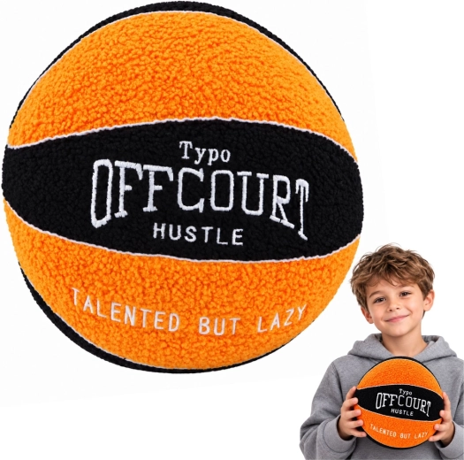 Plysset basketball orange-sort 23 cm