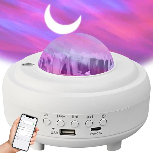 LED natteprojektor med stjernehimmel, nordlys og Bluetooth-højttaler