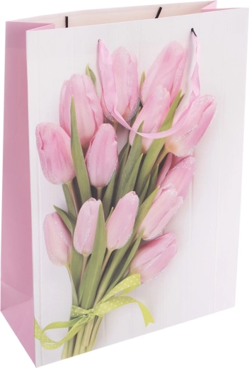 Gavepapirspose med tulipanmotiv 44 × 12 × 32 cm