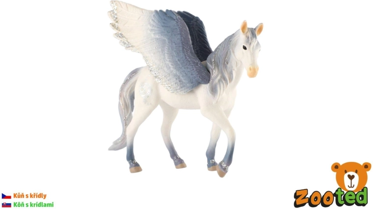 Zooted hvid og grå bevinget hest Pegasus 14 cm