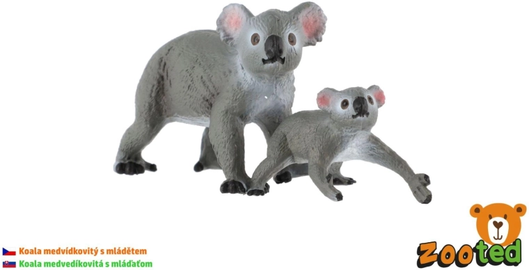 Koalafigur med unge Zooted 13 cm - 1 stk.
