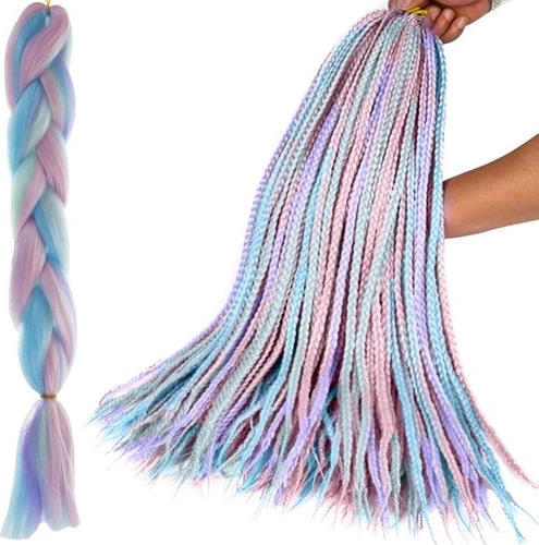 Syntetisk ombré-hår i lilla–blå