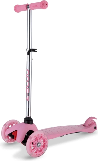 Lyserød trehjulet løbehjul med LED-hjul