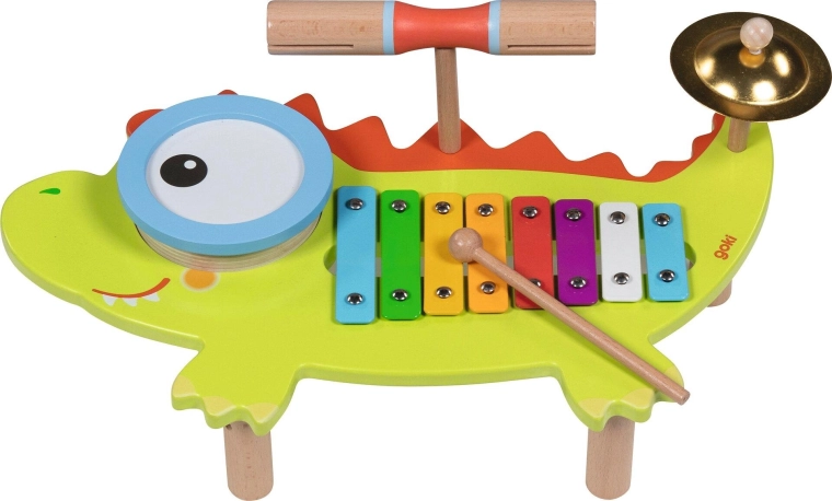 Musikstation i form af en krokodille med sangbog