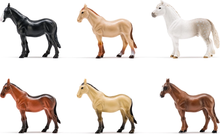 Sæt med 6 realistiske heste
