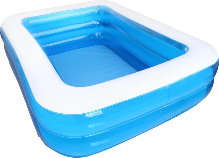 Oppustelig rektangulær pool 262 × 175 × 51 cm – turkis med hvid kant