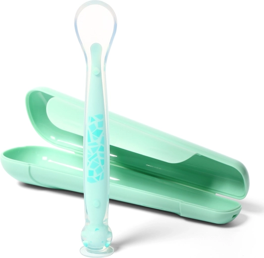 BabyOno silikoneske med sugekop og rejseetui, mint, 6m+