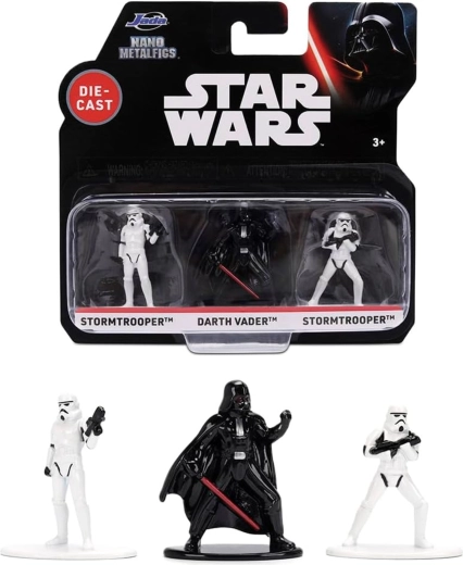 Sæt med 3 figurer STAR WARS: Darth Vader og 2× Stormtrooper – Jada Toys Nano Metalfigs