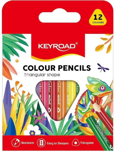 Trekantede halve farveblyanter Keyroad, 12 farver