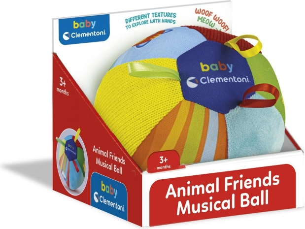BABY CLEMENTONI blød musikbold med dyrelyde (Ø 15 cm)