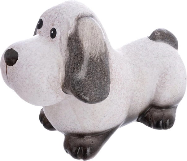 Dekorativ hundefigur i polyresin, beige, 23 cm