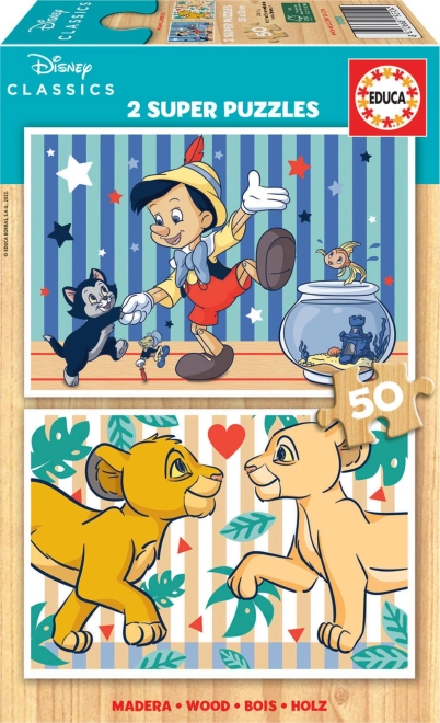Educa træpuslespil Disney klassikere 2×50 brikker