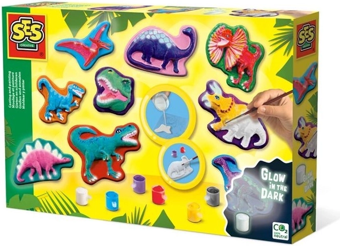SES Creative gipsafstøbning og maling – dinosaurer der lyser i mørke