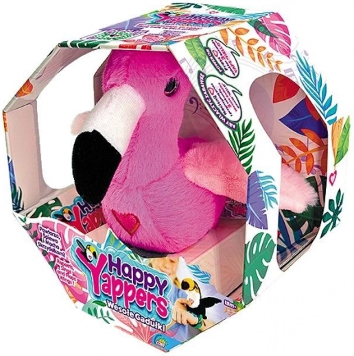 Interaktiv plysbamse-flamingo Happy Yappers – talende og bevægelig legetøj med USB
