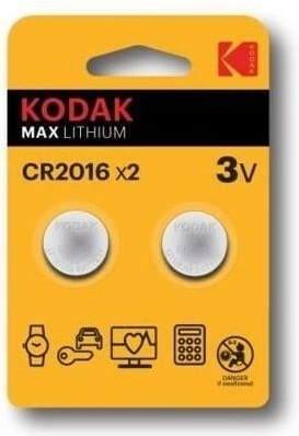 Kodak lithium knapcellebatterier CR2016 3 V, 2 stk.