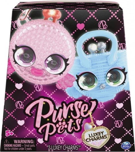 Purse Pets taskepynt 2‑pak – luksuriøse dyrecharms med bevægelige øjne