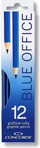 Grafitblyanter CONCORDE Blue Office med viskelæder HB, 12 stk.