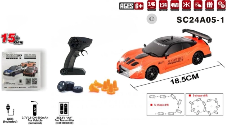 RC driftbil med fjernbetjening 4x4