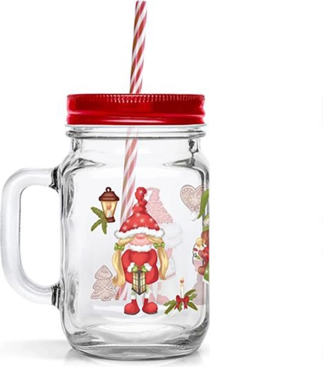 TORO glas med sugerør 450 ml med alfemotiv