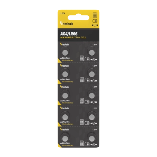 Alkalisk knapcellebatteri Technik Platinum AG4 / LR66 / LR626 / 377 1,5 V, pakning 10 stk