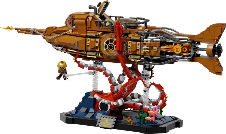 Diorama med blæksprutte og stander