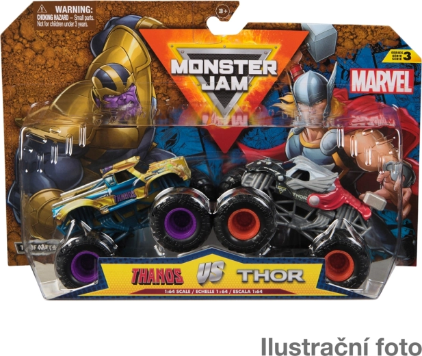 Monster Jam Marvel 1:64 – sæt med 2 metal monstertrucks