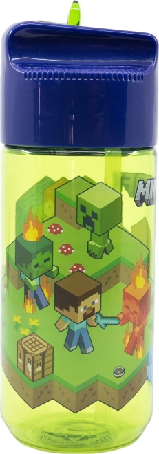 Børnevandflaske med sugerør Minecraft grøn/blå