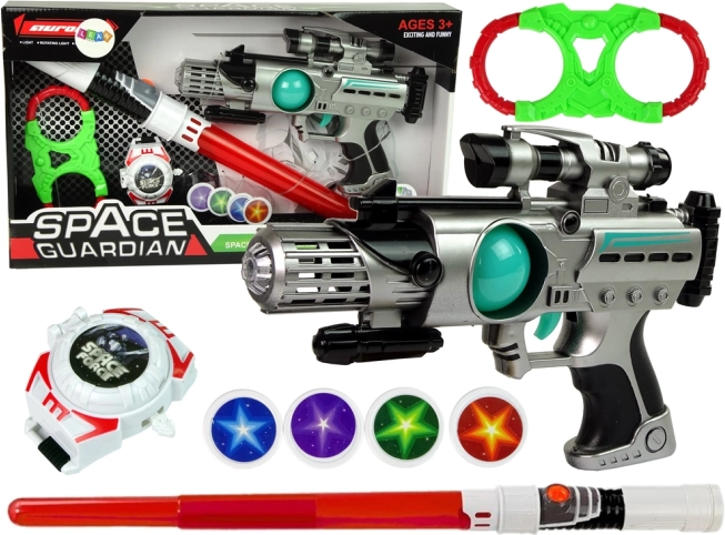 Sæt med rumvåben Space Guardian med laserpistol og sværd