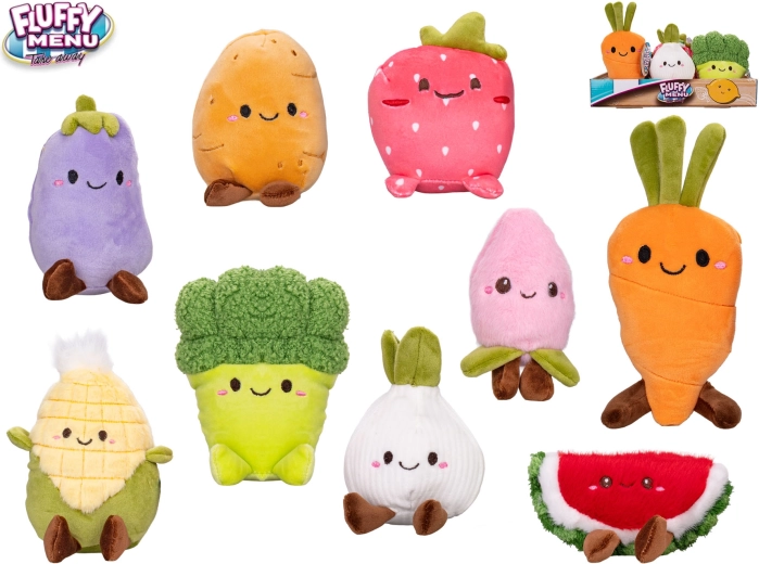 Fluffy Menu plysbog frugt og grøntsager 12–14 cm