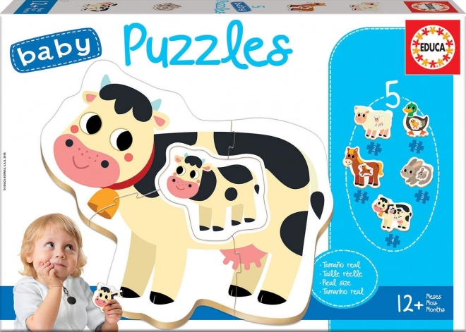 Baby puslespil bondegårdsdyr 5-i-1 (2–4 brikker) EDUCA