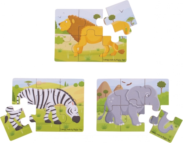 Træpuslespil 3-i-1 Safari dyr BIGJIGS TOYS