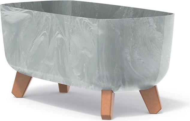 Oval plantekasse med betoneffekt på ben, grå