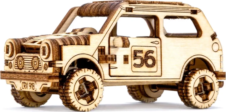 Træ-3D-puslespil – rallybil i krydsfiner