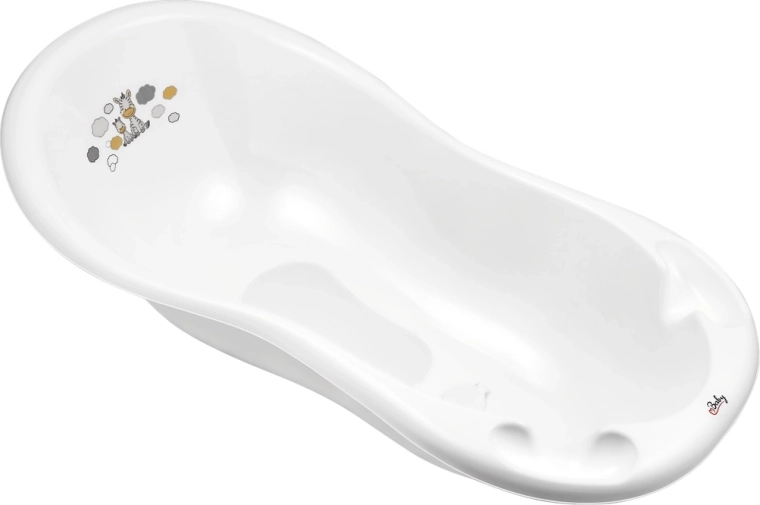 Maltex babybadekar Zebra 100 cm med afløbsprop og skridsikker måtte, hvid