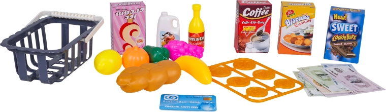 Kurv og madvarer til rolleleg