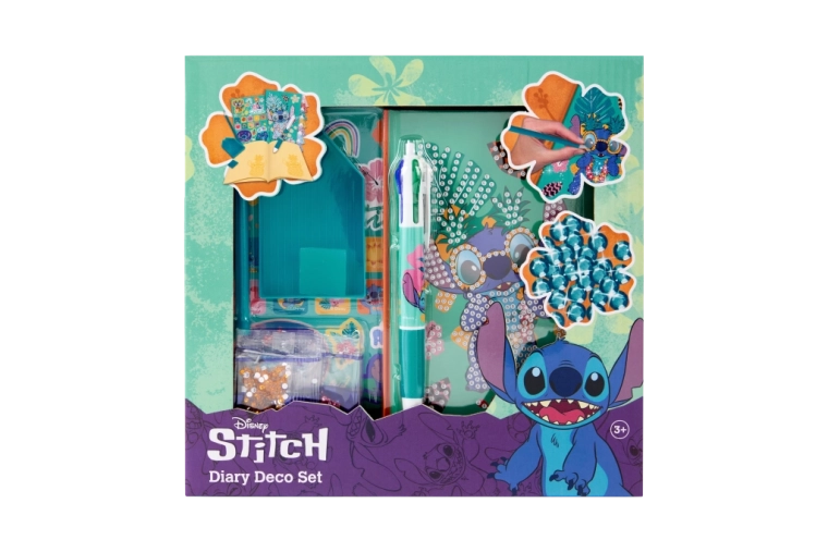 Stitch-motiver og glitrende dekorationer