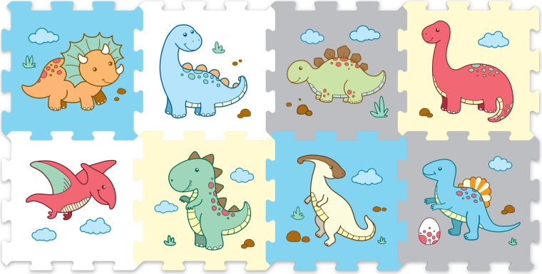 Skum puslespil dinosaurer - 8 stykker