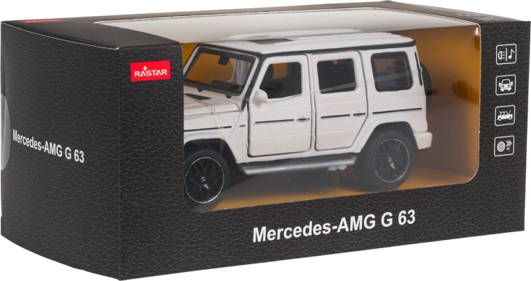 Metalmodel Mercedes-AMG G 63 med lyd, hvid RASTAR