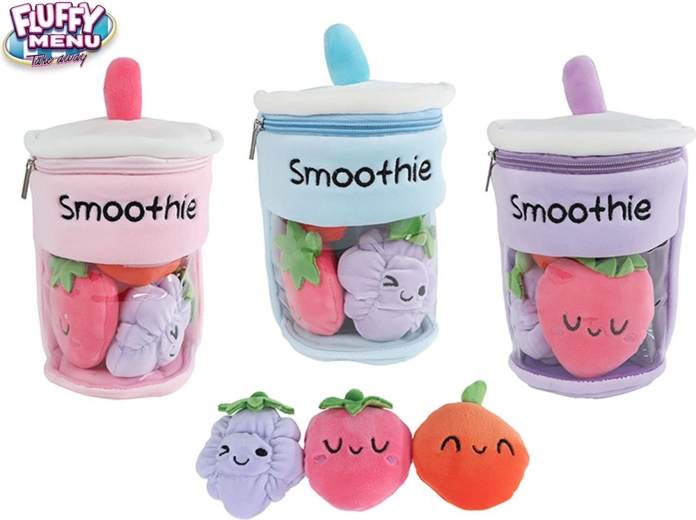 Plysbæger med smoothie og frugt Fluffy Menu 25 cm